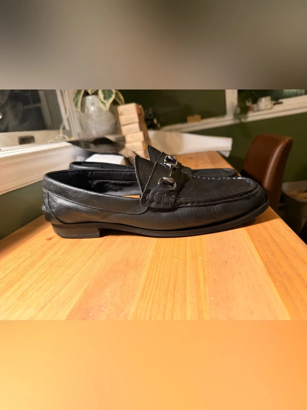 Men's Black Leather Bit Loafers
